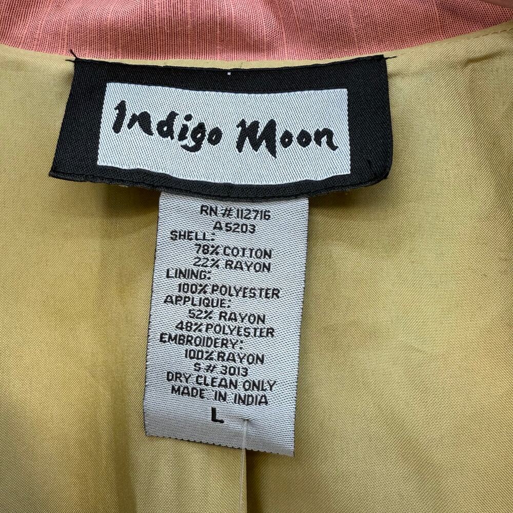 Indigo Moon Jacket Blazer Women's L Embroidery Pink Gold Sequined Patchwork NWT - Picture 11 of 15